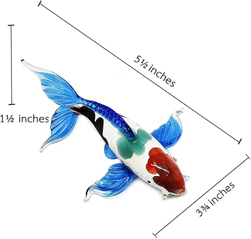 Miniatura 9 de WitnyStore Pequeña figura de pez de carpa Koi de 5 pulgadas, color negro, blanco y rojo, pintado a mano, animales acuáticos, coloridos peces