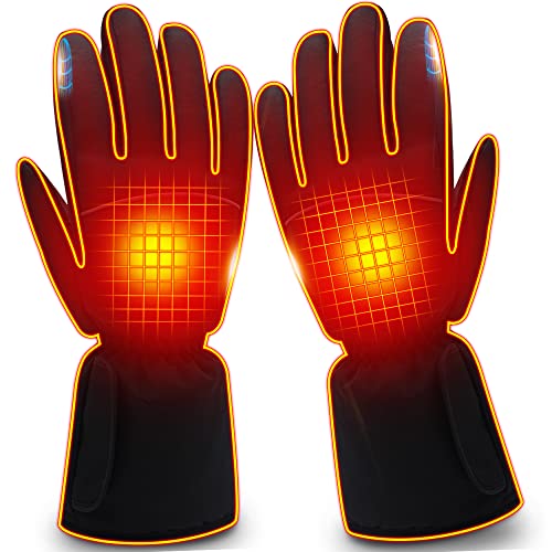 Rabbitroom Men Heated Gloves Rechargeable Battery Electric Gloves Touchscreen Waterproof Thermal with 3 Levels Heating Relief for Arthritis Raynaud's,Perfect for Cycling Hunting Outdoor Activities