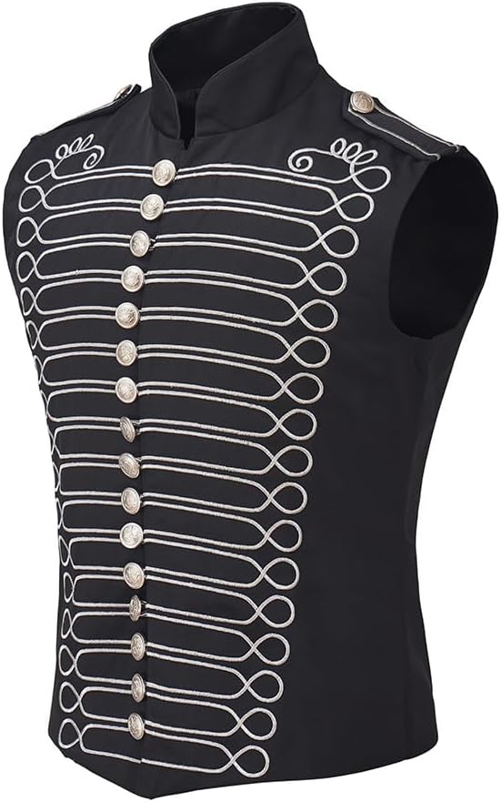 Steampunk Sleeveless Military Drummer Parade Jackets Men's Marching Band Vest for Stage Performance image 2