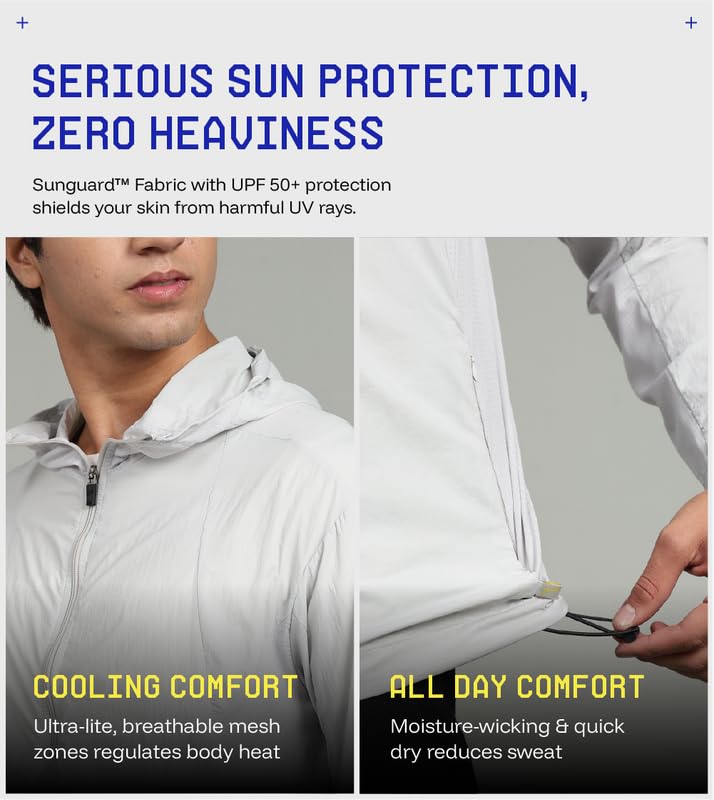 Image of BLUE TYGA Air Pro Sunscreen Jacket | UV Protection Hooded Jacket | 40 GSM Nylon, Breathable Mesh, Quick-Dry Summer Wear