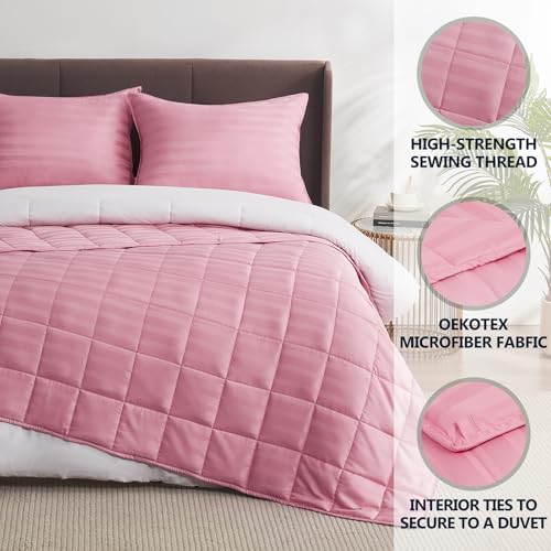 Image of Weighted Blanket Twin Size (48 inchx72 inch 15lbs),Ultra Soft and Cozy Cooling Weighted Blanket Twin Size for Adult,Heavy Blanket with Machine Washable Soft Blanket, Pink