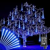 LAMPHOME Christmas Lights Outdoor,12-inch LED Meteor Shower Icicle Lights, 10 Tubes 240 LED String Lights. Waterproof Plug, Shower Rain for Xmas Tree Yard House Decor Blue