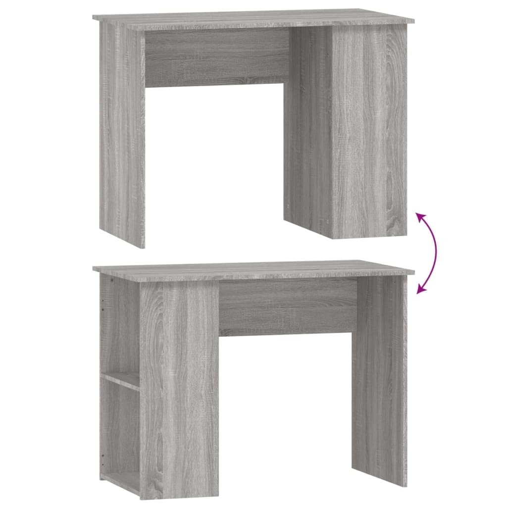 Scrivania Grigio Sonoma in Legno Multistrato 100x55x75 cm con Ripiani e Cassetto per Ufficio Studio Casa Smartworking Postazione PC Gaming Salvaspazio