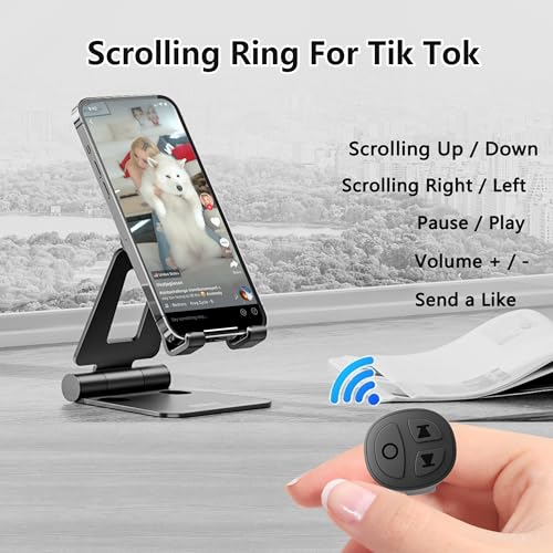 Image of TikTok Scrolling Ring, Bluetooth Camera Remote,Scrolling Ring Remote for TikTok iPhone Facebook YouTube Instagram Android Phone, Fingertip Wireless Scroller Page Turner (Black Single Ring)