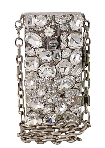 Dolce & Gabbana Cross Body Silver Crystal Brass Crystal Purse