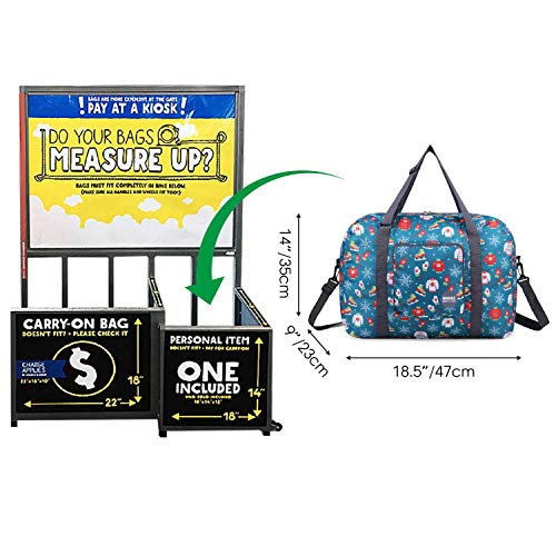 Wandf Foldable Travel Duffel Bag Carryon Luggage Sports Gym Weekend Tote Bag Water Resistant Nylon for Women