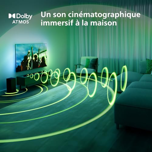 Philips TAB6309 Barre de Son 2.1 avec Caisson de Basses sans Fil - canaux 2.1 320 W, DTS Virtual X, Bluetooth 5.4, HDMI Arc, Connexion Optique et connectivité USB - Gris foncé