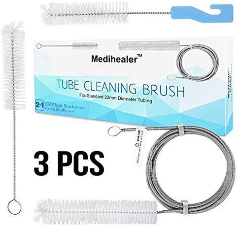 Premium CPAP Tube Hose Cleaning Brush (3 Packs) - Hose & Mask Brush,Supplies for Standard 22mm Diameter Tubing,Stainless Steel 7 Feet and 7 Inch Handy Tube Brush, Great-Value Supplies by Medihealer