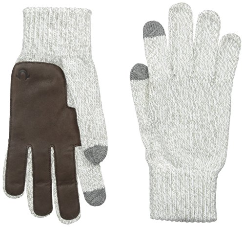 True Religion Men's Two Tone Knit Touchtek Gloves, White, One Size