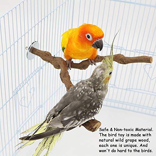 phepetroll Wood Bird Stand Perch, Natural Wild Grape Stick Bird Stand Pole, Grinding Paw Climbing Standing Accessories Bird Branch Perch for Parakeets, Budgies, Lovebirds, Finches (Bifurcation)