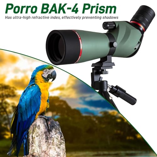 Image of Gosky Spotting Scope, 20-60x60 Spotting Scopes for Target Shooting & Hunting & Bird Watching, BAK4 High Definition, Angled Spotter Scope with Tripod, Phone Holder, Carrying Bag