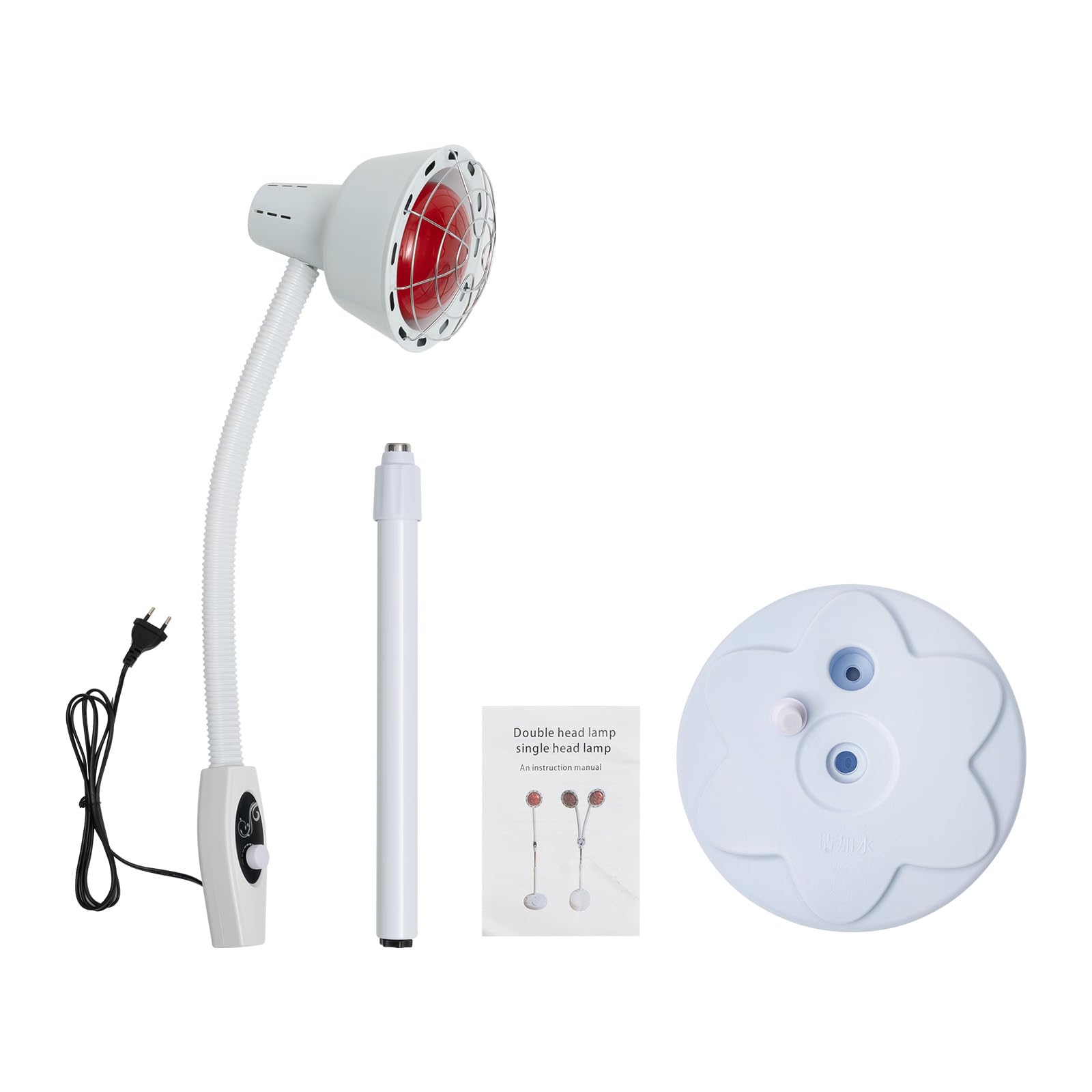 Lámpara de infrarrojos de 275 W, lámpara de luz roja, lámpara de calor infrarroja de pie con soporte, temperatura ajustable, calentador de luz infrarroja, terapia de luz infrarroja para
