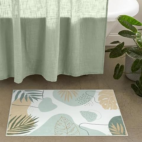 Seavish Small Entry Rug 2x3 Green Bathroom Throw Rugs with Rubber Backing Washable Soft Boho Rugs for Bedroom Kitchen Rugs Non Slip Low Pile Thin Rug Indoor Farmhouse Style Door Mats Cover