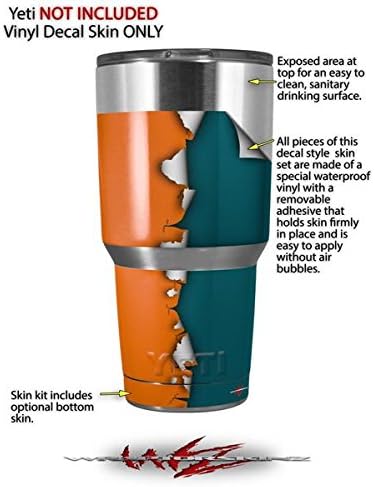 Miniatura 2 de Calcomanía de piel para vaso Yeti Rambler de 30 onzas, colores rasgados, naranja, verde espuma de mar (vaso no incluido)