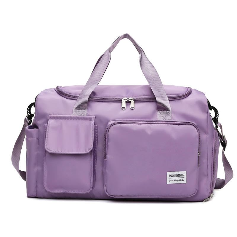 FBT Multi-Functional Travel Duffle Bag, Purple, Water-Resistant Nylon, Gym Sports Weekend Overnight Tote with Adjustable Shoulder Strap-picture-14