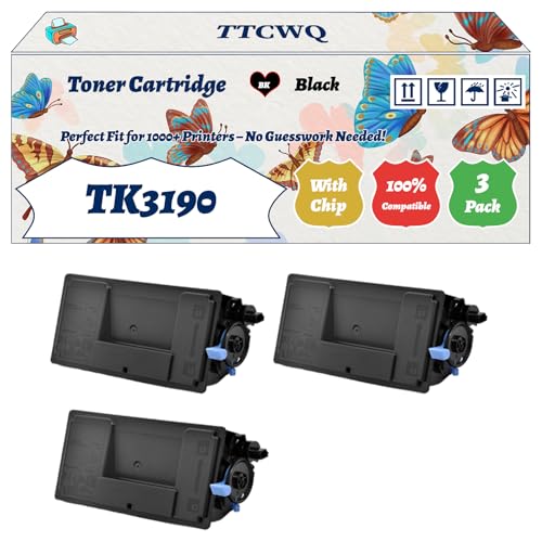 Compatible for Kyocera TK3190 Toner Cartridge Work for Kyocera ECOSYS M3655idn M3660idn M3665idn P3055 Mono P3060 Printers (3 Pack Black)