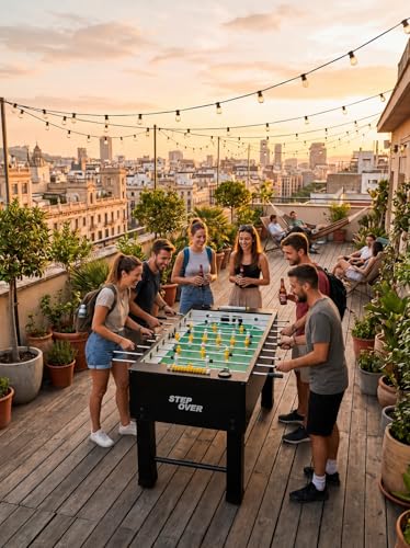 Image of STEP OVER Professional KickMaster Pro Foosball Table Official Competition for Adults, Strong Sturdy Built for Aggressive Games in Clubs, Offices and co-Working (2026 Edition) (Matte Black)