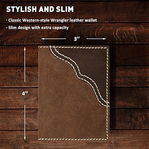 Wrangler Men's Bifold Wallet with Money Clip & ID Window, Genuine Leather, Minimalist, Gift for Him4