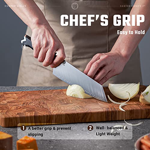Vosteed Santoku Knife 7 Inch & Kitchen Utility Knife 5 Inch, Set Of 2 Knives For Cooking-Kitchen Knife Set Sharp Knives For Kitchen Cutting Knives With Sheath #TOP3