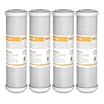 Membrane Solutions 5 Micron 2.5" x 10" CTO Carbon Block Water Filter Cartridge Replacement for Whole House Filtration Systems, Activated Carbon Filter for Reverse Osmosis, 4 Pack