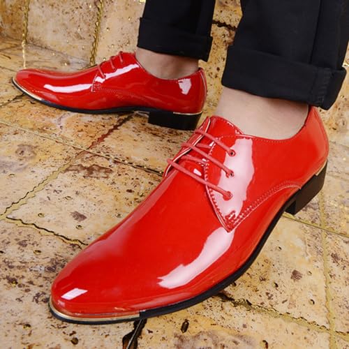 Chaussures respirantes en cuir bout pointu lacets patchwork homme - 5