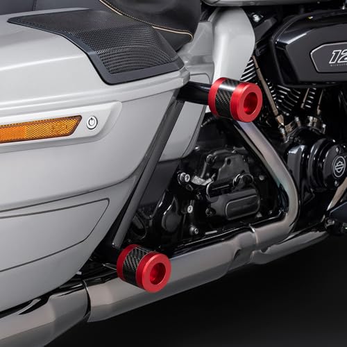 Guardias para Alforjas Advanblack Two Step Protek Performance con Sliders en Rojo CNC e Incrustación de Carbono para Harley Touring (Street Glide, Road Glide, Road King, Electra/Ultra 2014-2026) miniatura 3