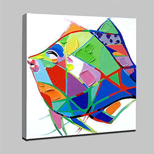 Toile animaux mignons peinte à la main : design moderne carré - 5