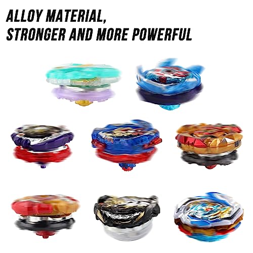 Elfnico Bey Battle Burst Gyro Toys 8 Spinning Tops + 2 Launchers + Stickers Combat Battling Game with Portable Box Gift for Kids Children - Thumbnail 4