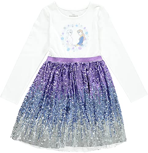 Disney Frozen Elsa and Anna Girls' Tutu Dress with Tulle Skirt (Medium, White)