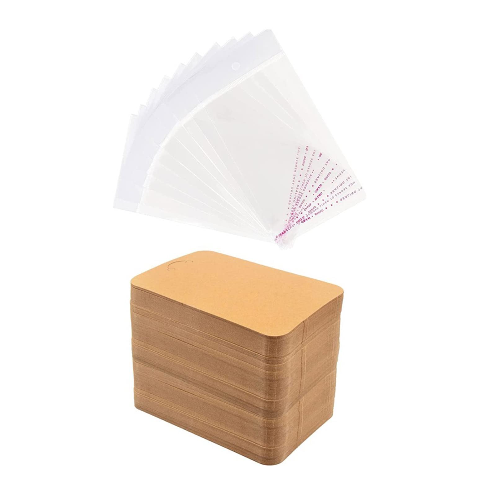 Lot De 100 Cartes D'affichage Avec Pochettes Auto-scellantes Pour Bijoux - Porte-clés, Boucles D'oreilles - Format 17x12cm - Noir - 12