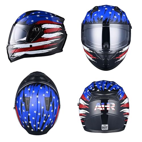 Ahr 33HEL015-M67L-001 Run-F Full Face Motorcycle Helmet Dual Visor Dot Approved L thumb #7