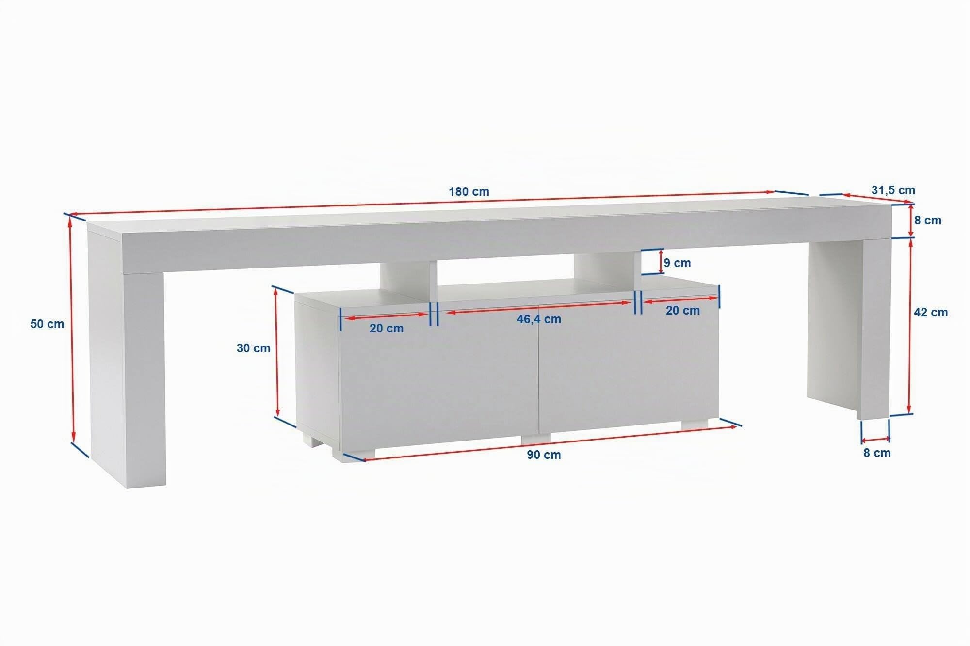 Dmora - Mobile porta TV Govone, Credenza da soggiorno, Armadio basso per TV, Base parete attrezzata, 180x31 h50 cm, Bianco