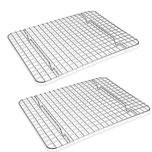 P&P CHEF 11.75 Inch Cooling Baking Rack Set of 2, Stainless Steel Grid Cooking Racks for Roasting Drying Grilling, Oven & Dishwasher Safe, Heavy Duty & Healthy