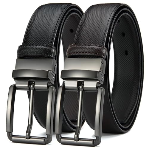 Image of DOOPAI Reversible Leather Belt for Men 1.25 inch - Dual Sided Dress and Casual Belt, Trim to Fit, 2 Styles in One Belt