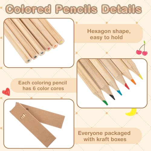 Ctosree 1 Pack Mini Colored Pencils Bulk Coloring Pencil in Boxes Back to School Gifts for Students Kids Classroom Rewards, Party Favor, Goodie Bag Fillers, 6 Per Pack (Natural Wood,7'') - Image 3