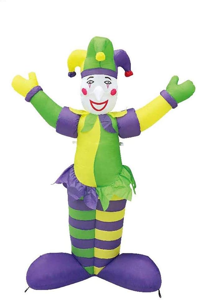 6' Air Blown Inflatable Mardi Gras Purple Jester Yard
