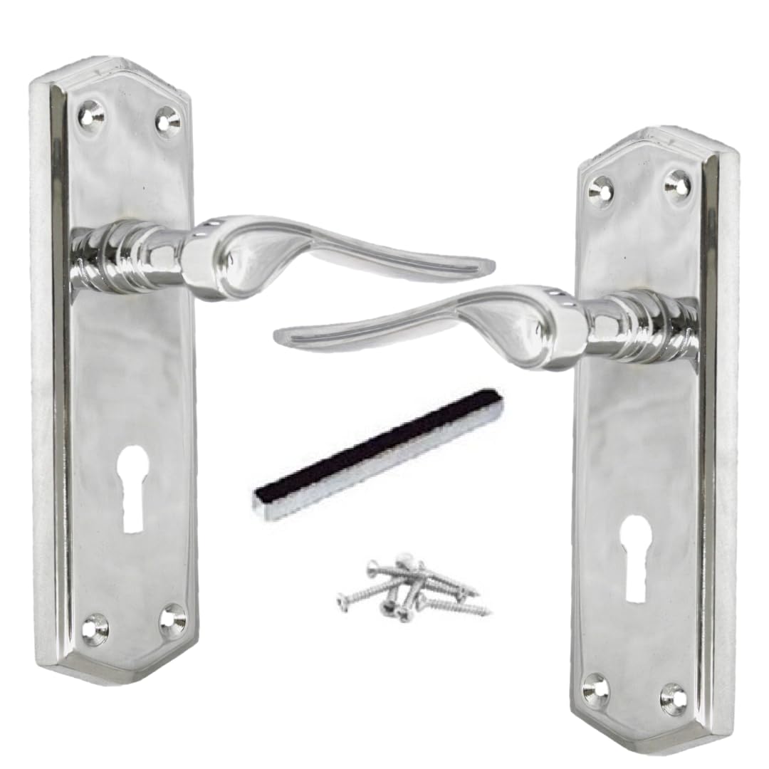 Betley Butterfly Door Handles Victorian Scroll Lever Stellar Lock Handle Chrome 170 x 50mm for Internal Wooden Doors