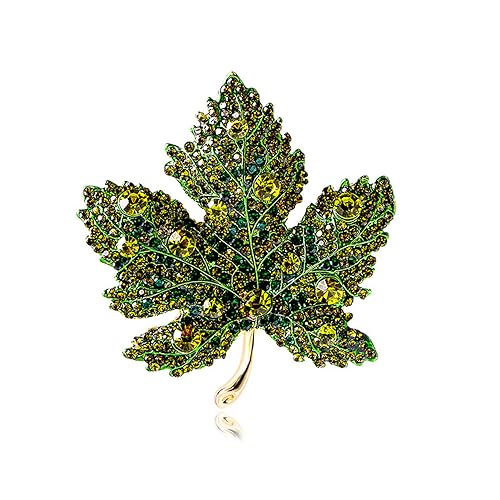 Image of Rhinestone Crystal Maple Leaf Brooch Pin for Women Fall Thanksgiving Vintage Colorful Maple Leaf Lapel Pin Party Prom Wedding Thanksgiving Jewelry Gift