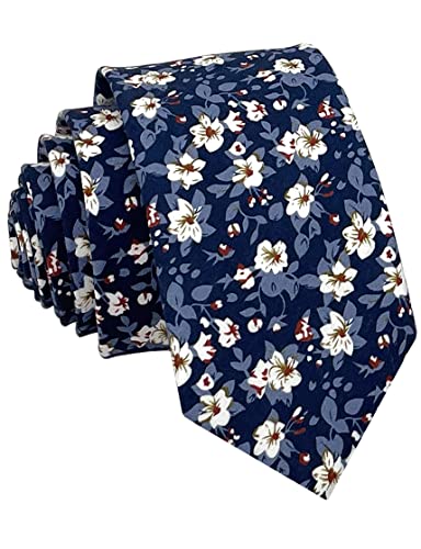 Image of Kebocis Mens Skinny Cotton Floral Tie for Men