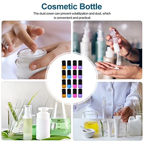 Lurrose Frasco de perfume de vidro recarregável, 16 peças, 2 ml, tubo de rolo de óleo essencial, líq