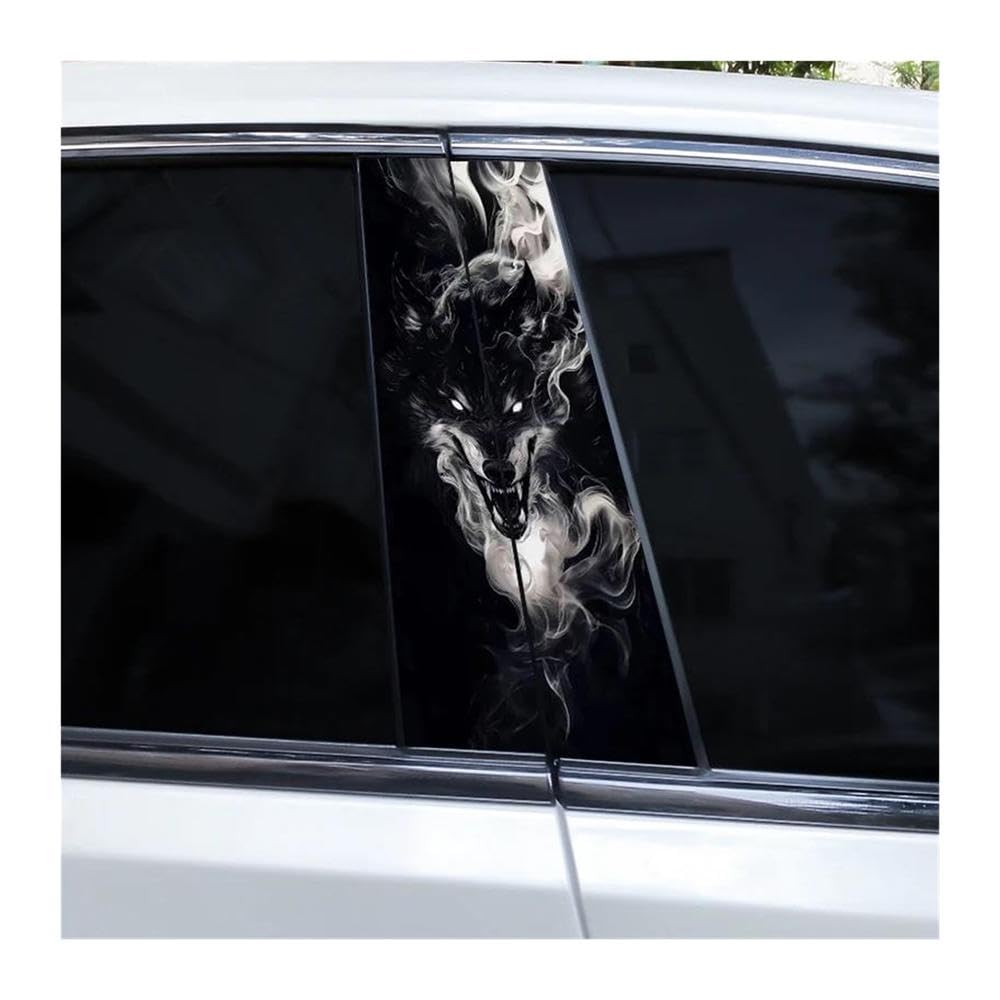 Body Parts 2pcs Car B-Pillar Decorative Decals A Fierce Wolf Car Center Column Sticker DIY(F)