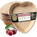 Brheez Palm Leaf Disposable Bamboo Like Heart Shaped 7 Inch -Natural Color - Elegant Sturdy PLATES Biodegradable, Compostable And Chemical Free, Natural Alternative To Plastic And Paper - Pack of 25