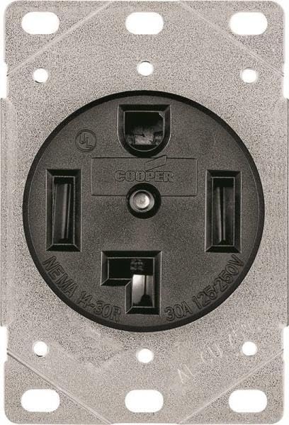 Replacement for Cooper Ah1257Bk-F 125/250 Volt 30 Amp 3 Pole 4 Wire Receptacle 6428817