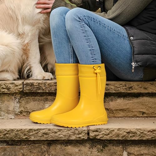 Asgard Women's Mid Calf Rain Boots Collar Gardening Boots Ultra Lightweight Portable Garden Shoes 7