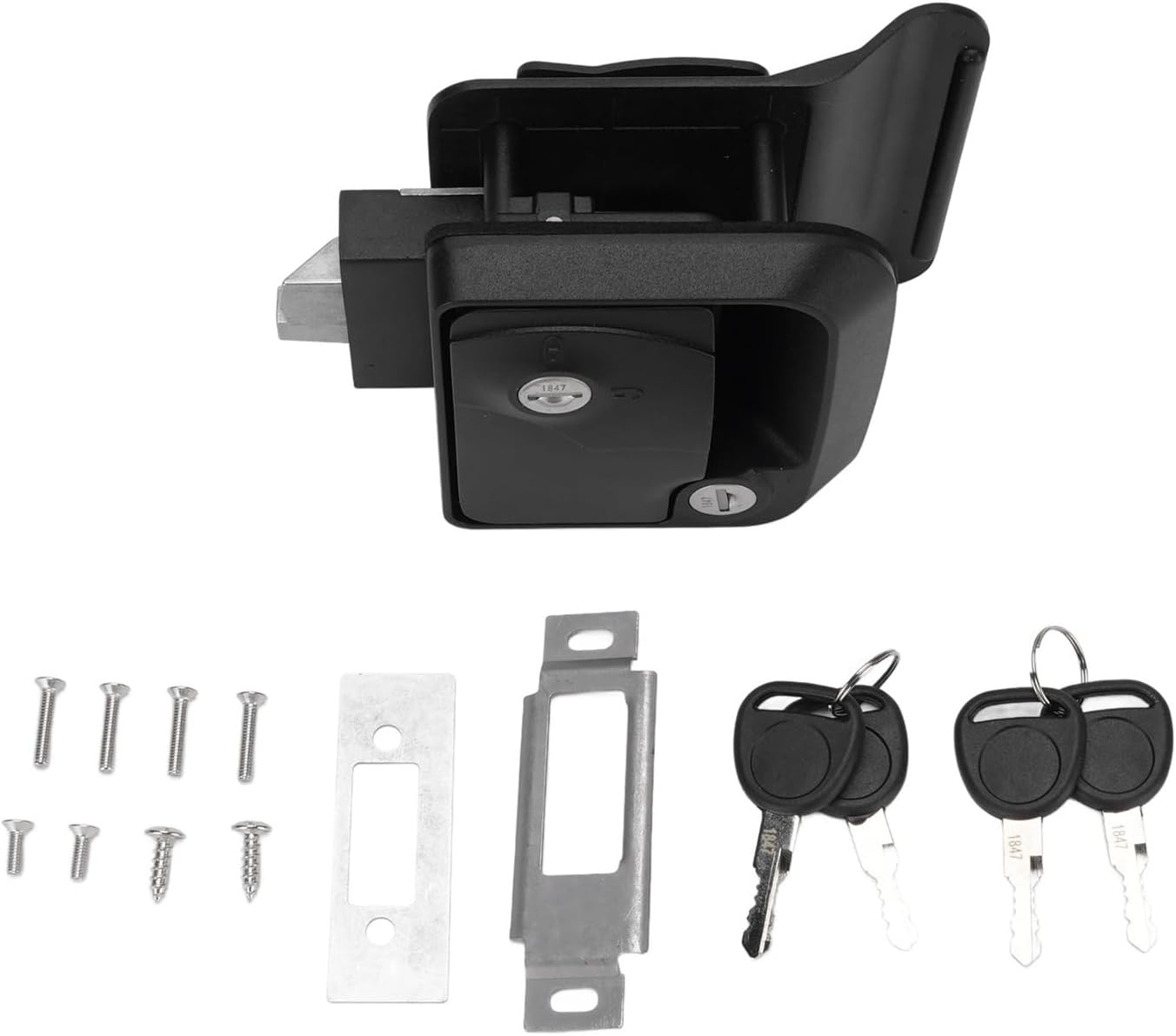 RV Door Lock Replacement Zinc Alloy RV Door Latch with Paddle Deadbolt 4 Keys Door Lock Travel Trailers Horse Cargo Hauler