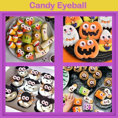 Lukinuo Kleine Candy Eyeball Essbare Augen Kuchen Cupcake Topper Essbare blutigen Zuckeraugen Halloween Streuseln Cookie Eye zum Dekorieren Augen Sprinkle Halloween Weihnachten Backen Keks Dekor 3 Oz
