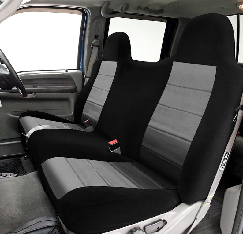 Made Fit for 1992-2010 Ford F150 F250 F350 F550 Front Bench Seat w/Molded High Back Headrest F23 (Gray/Black)