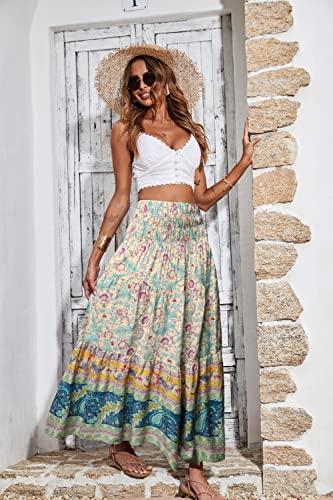 Cflonge Women'S 2024 Bohemian Long Skirts Flowy High Waist A Line Maxi Skirts For Women Summer thumb #7