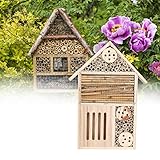 TIYU 木製バグホテル、天然キャンドルナッツウッド昆虫ホテル管状チャネル益虫のための屋外用の管状チャネルを備えた防風(タイプA)