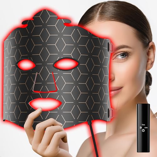 gelpal 7-1 Colors LED Facial Skin Care Mask,Red Light Mask for Face, Cordless Led Silicone Face Mask Light,Salon or Home,Black.